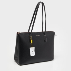 Pre Owned Kate Spade Black Leather Large Al Day Zip Tote