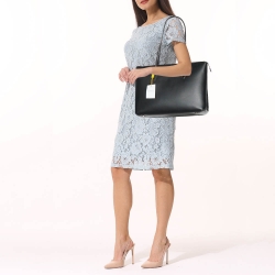 Pre Owned Kate Spade Black Leather Large Al Day Zip Tote