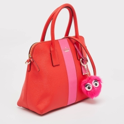 Pre Owned Kate Spade Red/Pink Leather Racing Stripe Margot Satchel