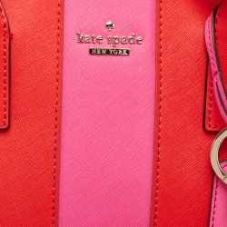 Pre Owned Kate Spade Red/Pink Leather Racing Stripe Margot Satchel