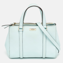 Light Blue Leather Small Newberry Lane Loden Top Handle