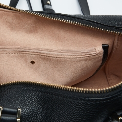 Pre Owned Kate Spade Black Leather Top Zip Satchel