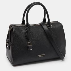 Pre Owned Kate Spade Black Leather Top Zip Satchel