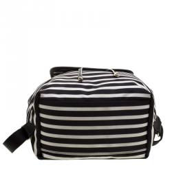 Pre Owned Kate Spade Black/White Stripe Nylon Molly Backpack