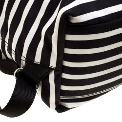 Pre Owned Kate Spade Black/White Stripe Nylon Molly Backpack