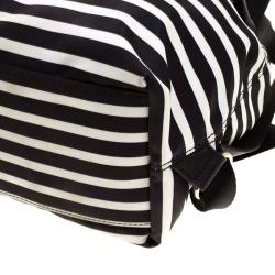 Pre Owned Kate Spade Black/White Stripe Nylon Molly Backpack