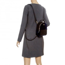 Pre Owned Kate Spade Black/Blue Leather and Velvet Mini Watson Lane Merry Backpack