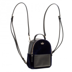 Pre Owned Kate Spade Black/Blue Leather and Velvet Mini Watson Lane Merry Backpack
