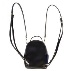 Pre Owned Kate Spade Black/Blue Leather and Velvet Mini Watson Lane Merry Backpack