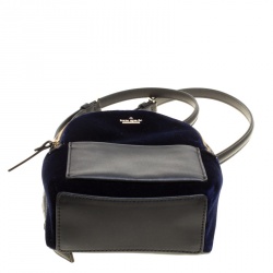 Pre Owned Kate Spade Black/Blue Leather and Velvet Mini Watson Lane Merry Backpack