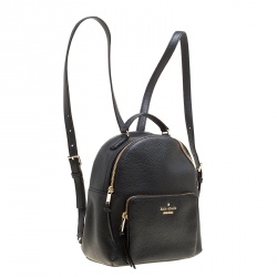 Pre Owned Kate Spade Black Leather Jackson Backpack