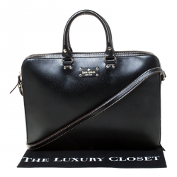 Pre Owned Kate Spade Black Leather Wellesley Laptop Bag