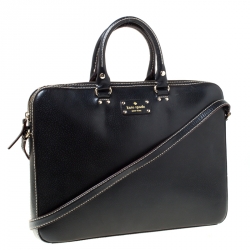 Pre Owned Kate Spade Black Leather Wellesley Laptop Bag