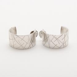 مملوكة مسبقًا KENZO Silver Small Engraved Hoop Earrings