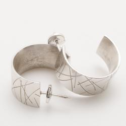 مملوكة مسبقًا KENZO Silver Small Engraved Hoop Earrings