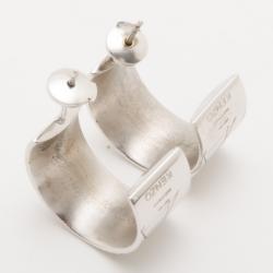 مملوكة مسبقًا KENZO Silver Small Engraved Hoop Earrings