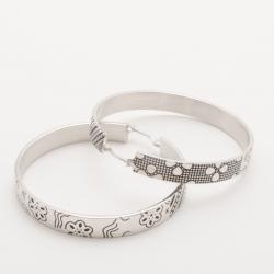 KENZO Silver Large Engraved Hoop Earrings