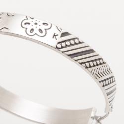 KENZO Silver Large Engraved Hoop Earrings