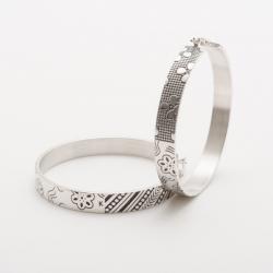 KENZO Silver Large Engraved Hoop Earrings