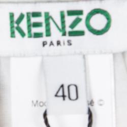 Pre Owned Kenzo Off White Cloud Printed Silk Ruffled Wrap Skirt M