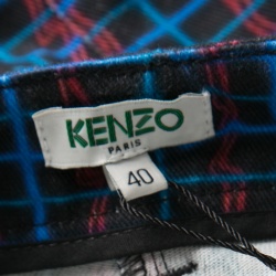 Kenzo Jungle Multicolor Irregular Check Printed Denim Jeans M