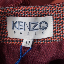Kenzo Brick Red Contrast Lapel Cape Back Belted Jacket L