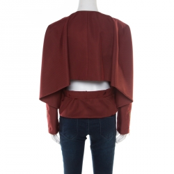 Kenzo Brick Red Contrast Lapel Cape Back Belted Jacket L