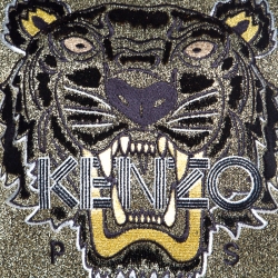 Pre Owned Kenzo Metallic Gold Knit Iconic Embroidered Tiger Motif Sweatshirt M
