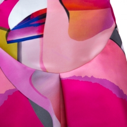 Pre Owned Kenzo Multicolor Printed Satin Pleated Skirt S