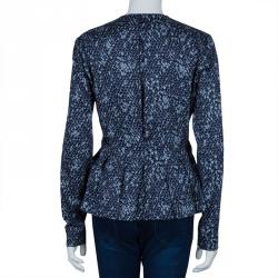 Pre Owned Kenzo Blue Printed Long Sleeve Top L