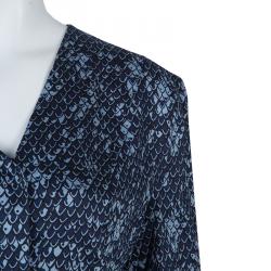 Pre Owned Kenzo Blue Printed Long Sleeve Top L