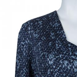 Pre Owned Kenzo Blue Printed Long Sleeve Top L