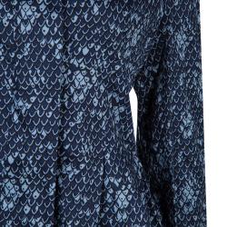 Pre Owned Kenzo Blue Printed Long Sleeve Top L