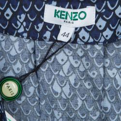 Pre Owned Kenzo Blue Printed Long Sleeve Top L