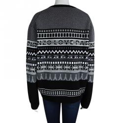 Pre Owned بلوفر كينزو صوف مطرز مخطط عيون XL