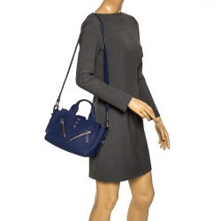 Pre Owned Kenzo Blue Marine Leather Mini Kalifornia Tote