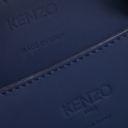 Pre Owned Kenzo Blue Marine Leather Mini Kalifornia Tote