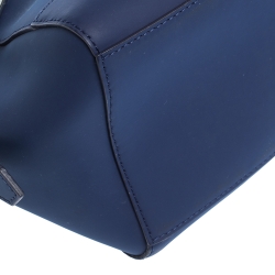 Pre Owned Kenzo Blue Marine Leather Mini Kalifornia Tote