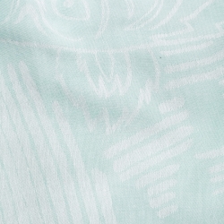 Pre Owned Kenzo Mint Green and White Tiger Logo Detail Jacquard Fringed Edge Scarf