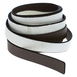 Pre Owned Kenzo White/Brown Leather Reversible Wrap Waist Belt