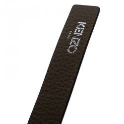 Pre Owned Kenzo White/Brown Leather Reversible Wrap Waist Belt