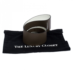 Pre Owned Kenzo White/Brown Leather Reversible Wrap Waist Belt