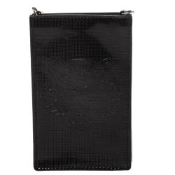 Pre Owned Kenzo Black Perforated Patent Leather Phone Bag