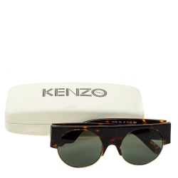 مملوكة مسبقًا Kenzo Brown Tortoise/Green KZ3188 Round Sunglasses