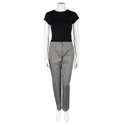 Pre Owned Kenzo Grey Cotton Tailored Trousers L