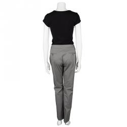 Pre Owned Kenzo Grey Cotton Tailored Trousers L