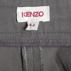 Pre Owned Kenzo Grey Cotton Tailored Trousers L