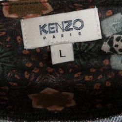 Pre Owned Kenzo Multicolor Printed Jersey Long Sleeve T-Shirt L