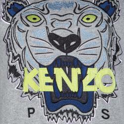 Pre Owned Kenzo Jungle Grey Embroidered Tiger Motif Sweatshirt M