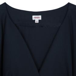 مملوكة مسبقًا Kenzo Black Wrap Front Dress L